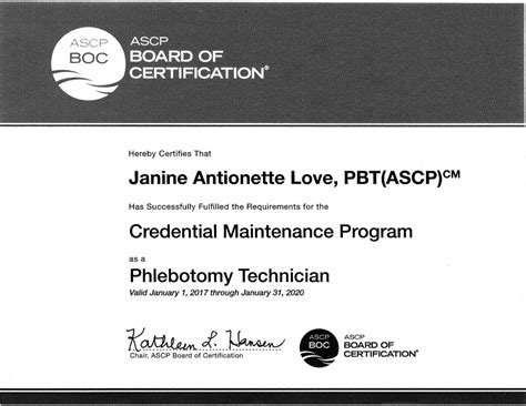 what are the credentials for an ascp-certified phlebotomist